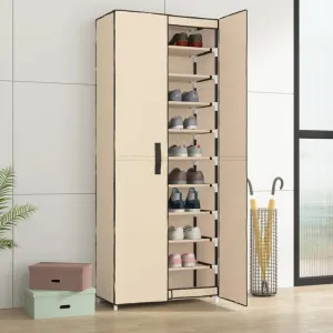 Shoe Cabinet Cream 60x30x166 cm Fabric