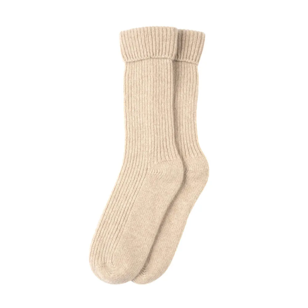 100% Cashmere Ribbed Bed Sock