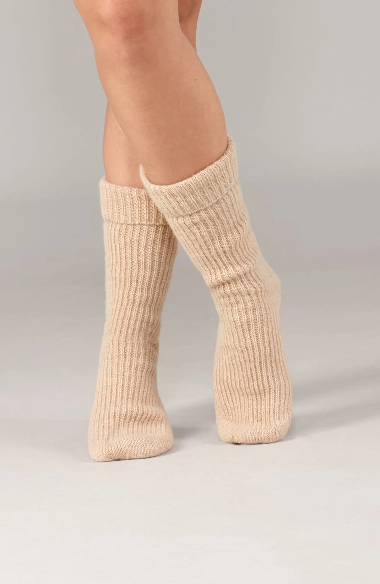 100% Cashmere Ribbed Bed Sock