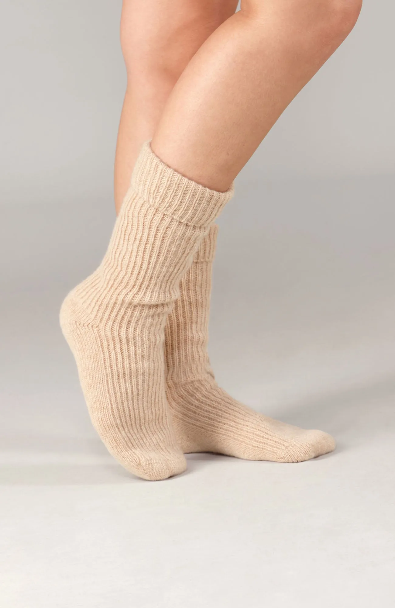 100% Cashmere Ribbed Bed Sock