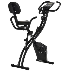 2-in-1 Foldable Exercise Bike Recumbent Stationary Bike 8-Level Adjustable Magnetic Resistance with Pulse Sensor LCD Display