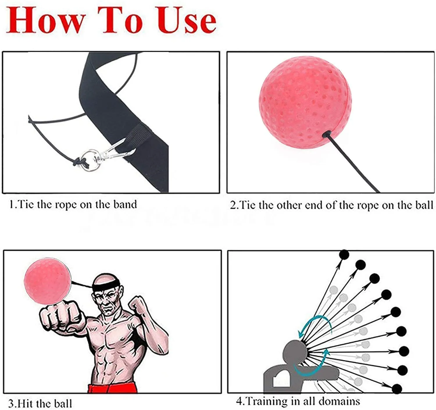 6Pcs Boxing Training Ball Reaction Ball Boxing Ball Reflex Headband Punching Ball for Agility, Reaction, Punching Speed, Fight Skill and Hand Eye Coordination Training