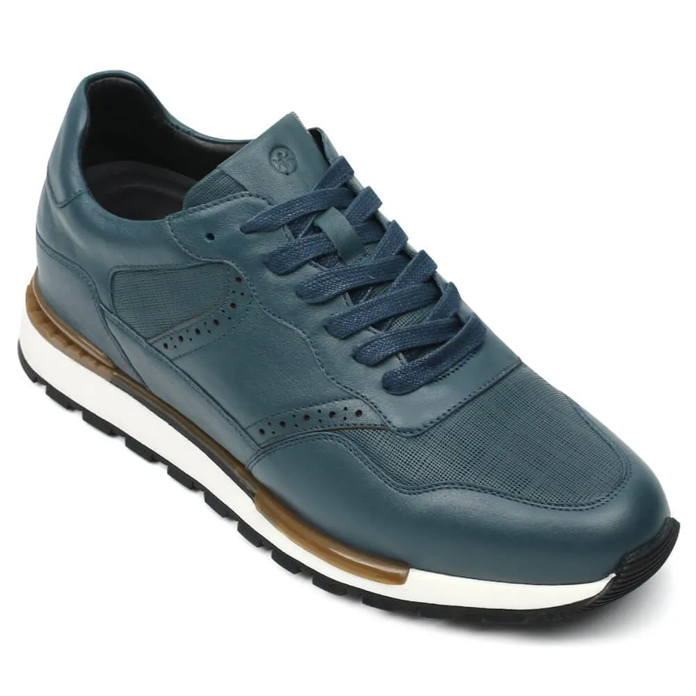 7 CM/2.76 Inches CMR CHAMARIPA Men's Blue Leather Elevator Sneaker