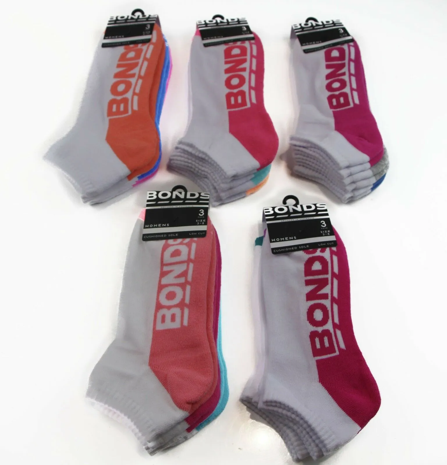 9 Pairs X Womens Bonds Low Cut Ankle Sports Socks - Assorted Colours!