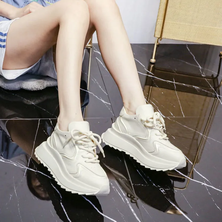 Amozae  7Cm Platform Wedge Sneakers Chunky Shoes Za Fashion Increased Height Women Casual Shoes Spring Autumn Breathable Comfy