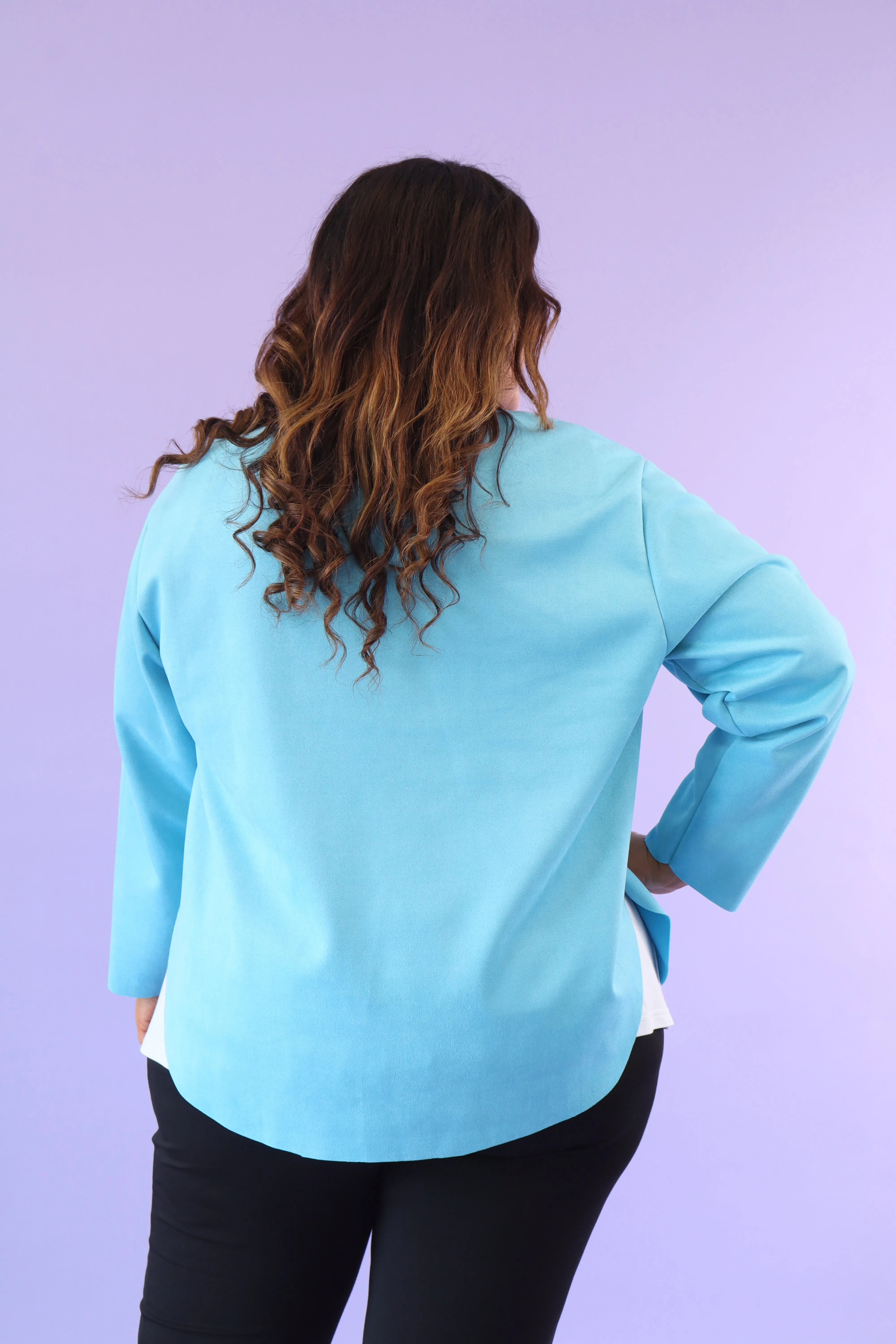 April Suede Waterfall Jacket in Blue