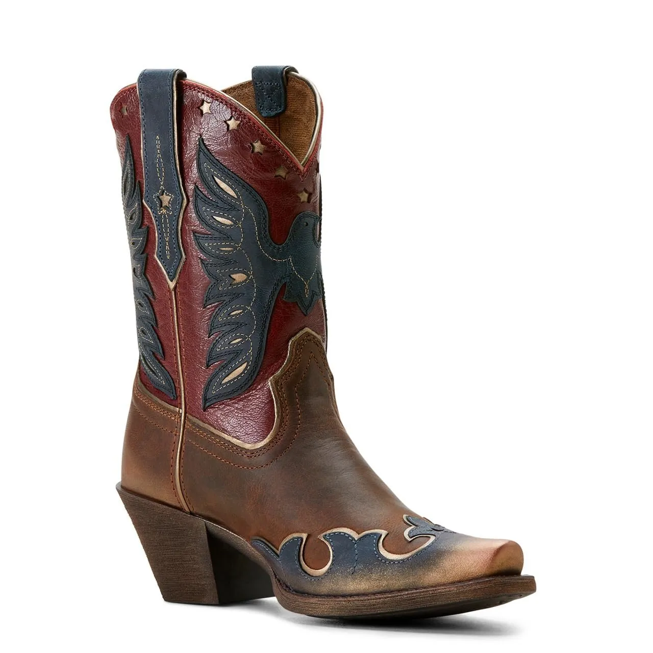 Ariat Women's Bravery Western Boot, Dusted Fresh Denim/Sassy Brown