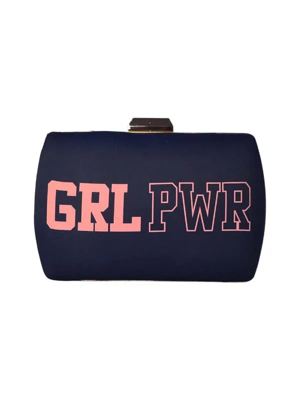 Artklim Black Background Girl Power Text Clutch