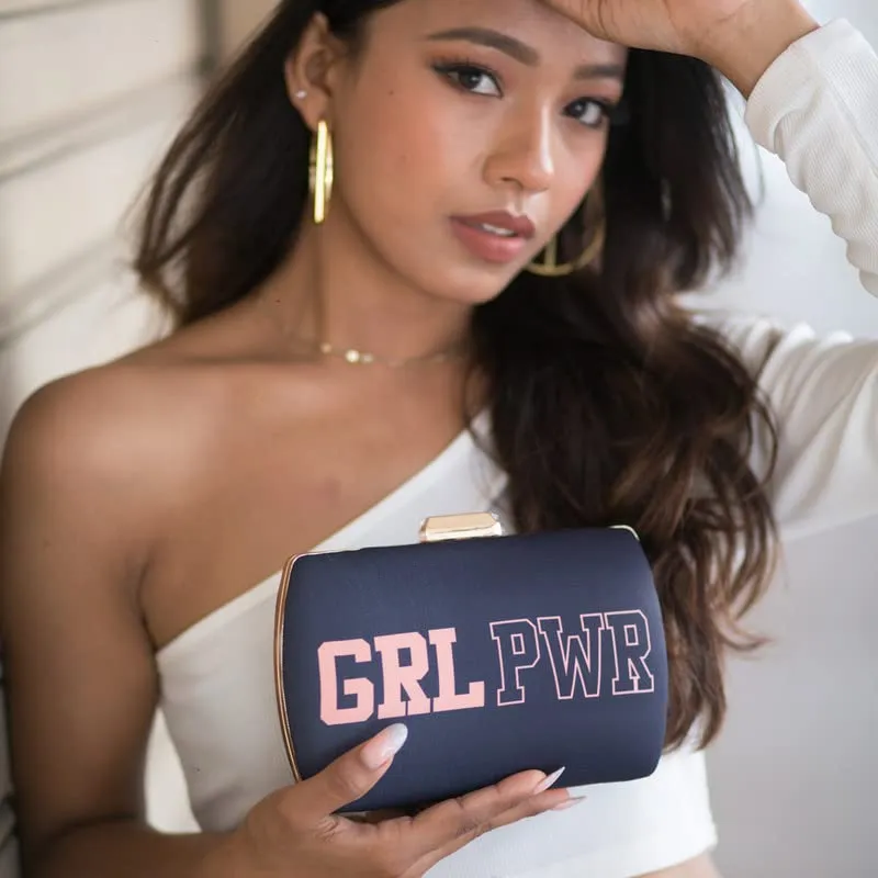 Artklim Black Background Girl Power Text Clutch