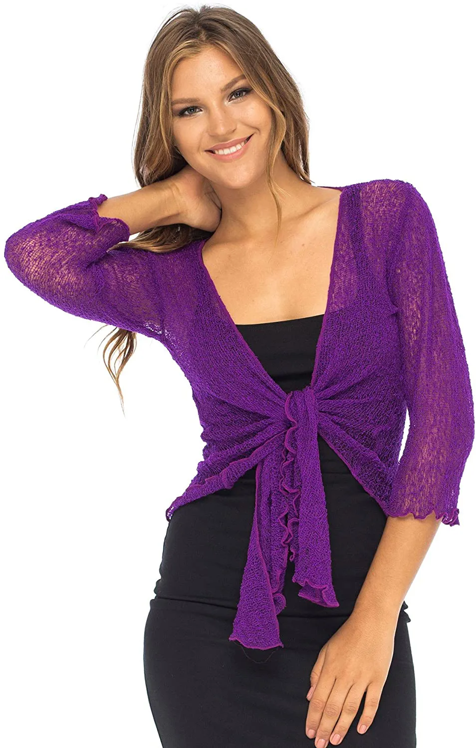 Back From Bali Womens Sheer Shrug Cardigan Lightweight Knit