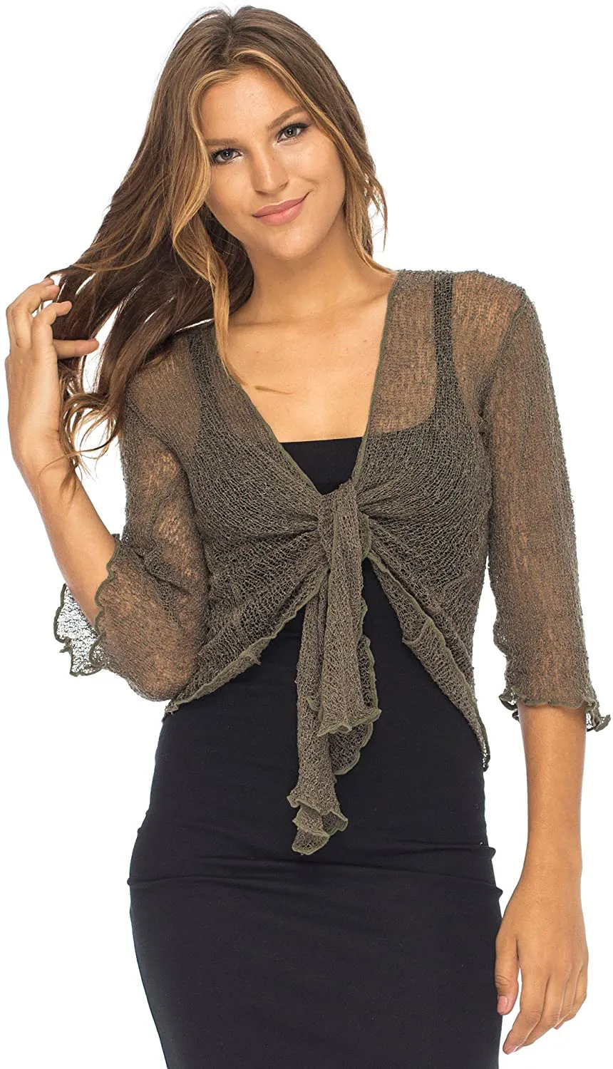 Back From Bali Womens Sheer Shrug Cardigan Lightweight Knit