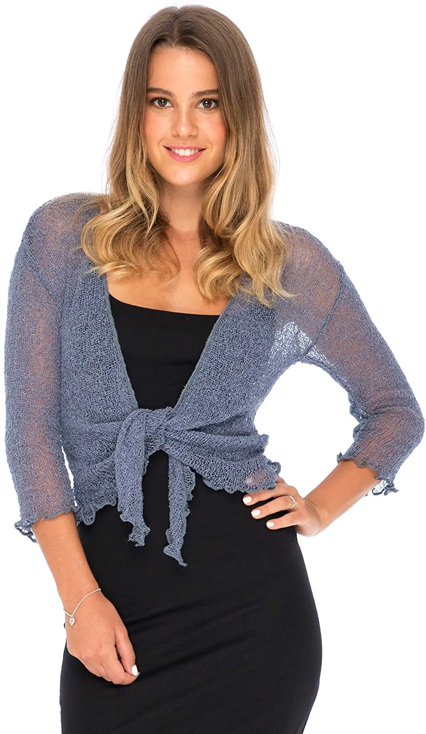 Back From Bali Womens Sheer Shrug Cardigan Lightweight Knit