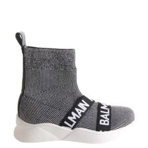 Balmain Girls Silver Sock Trainers