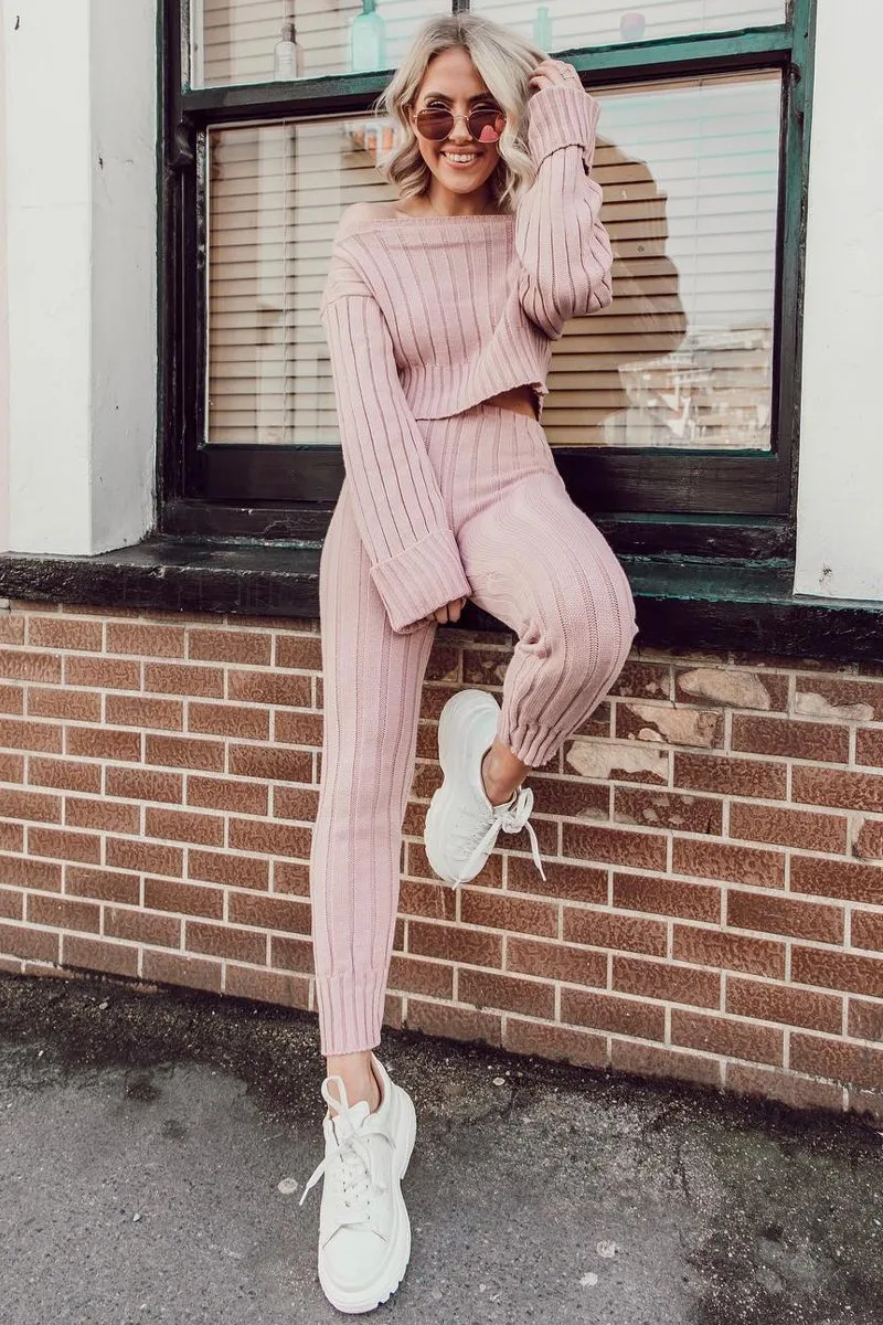 Blush Chunky Knit Loungewear Set - Wynter