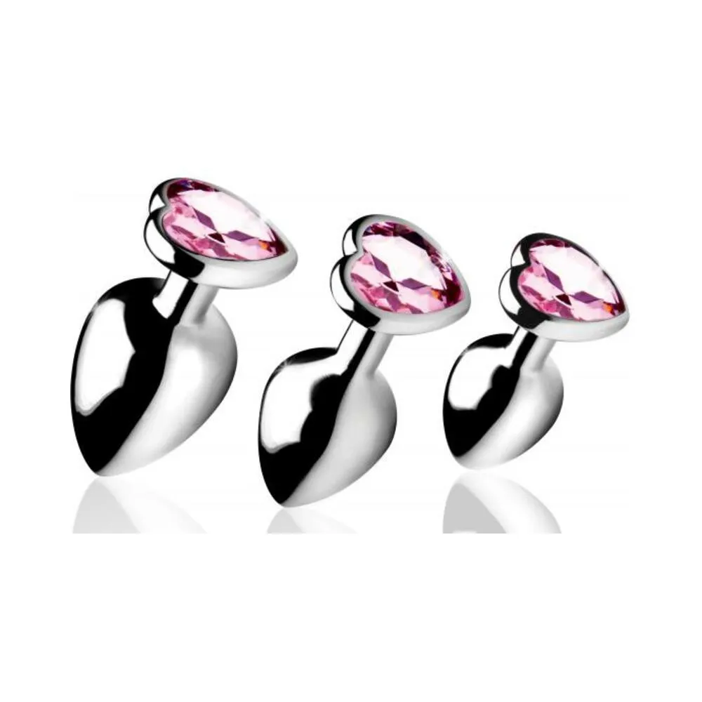 Booty Sparks Pink Heart Gem Anal Plug Set