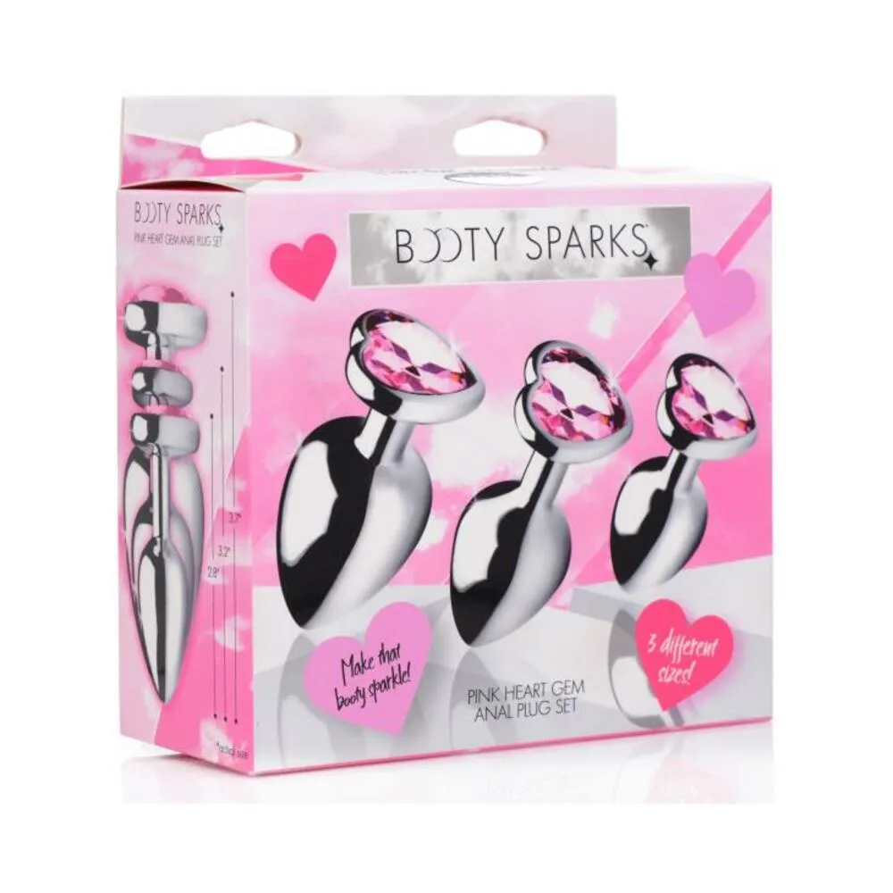 Booty Sparks Pink Heart Gem Anal Plug Set