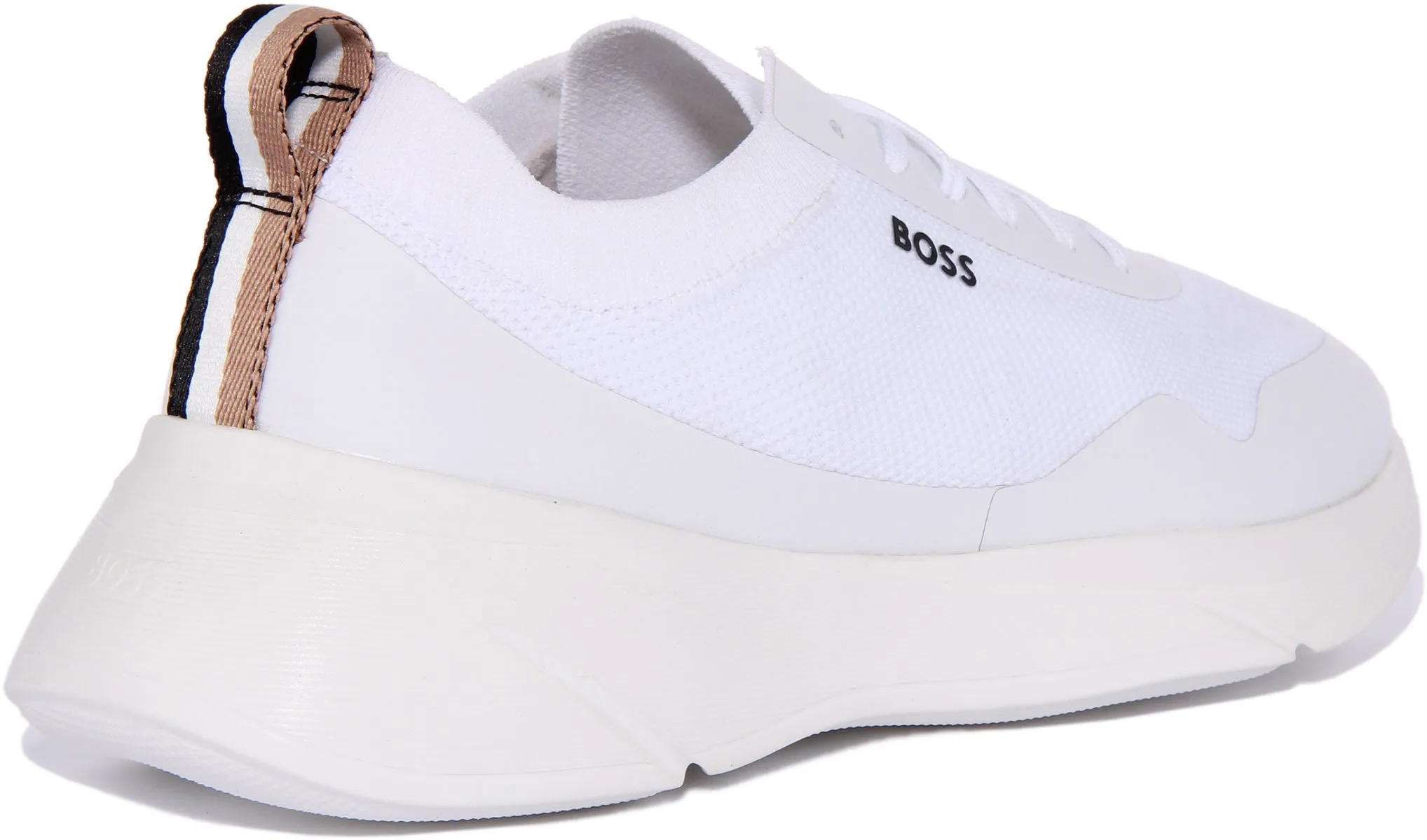 Boss Dean Runner Knit In White For Men