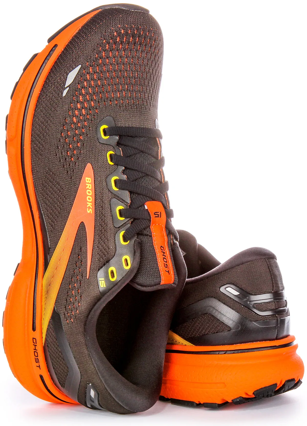 Brooks Ghost 15 In Black Yellow For Men | Medium Fit