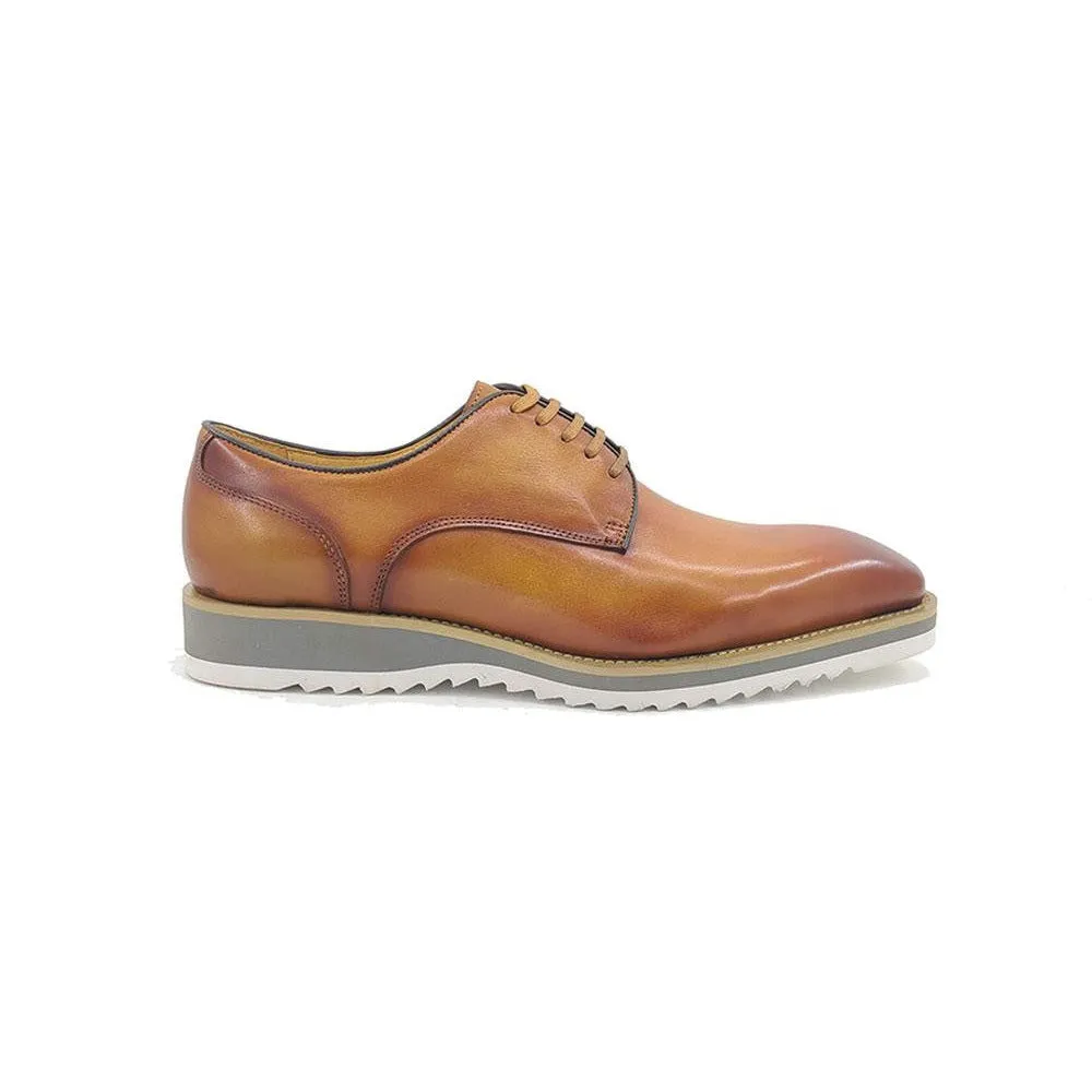 Carrucci Cognac Leather Casual Sneaker Shoes