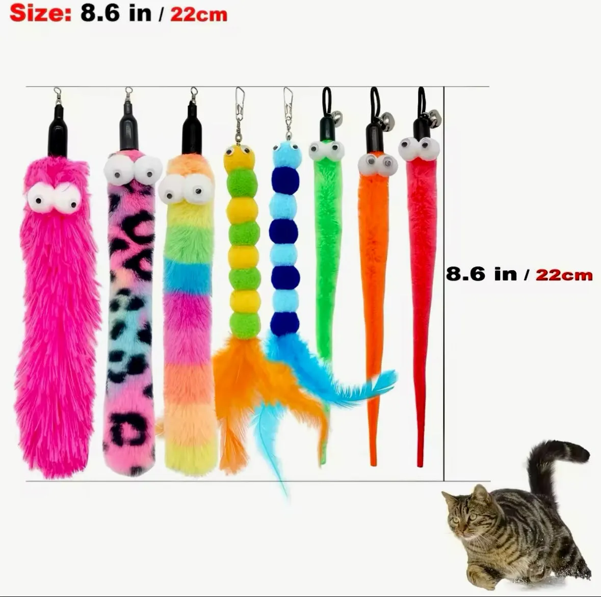 Cat Toy Wand with 8 Toy Attachments