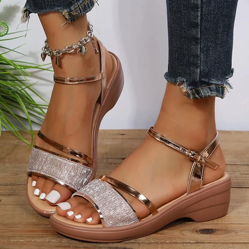 Chic and Stylish Casual Wedge Sandals with Ankle Straps