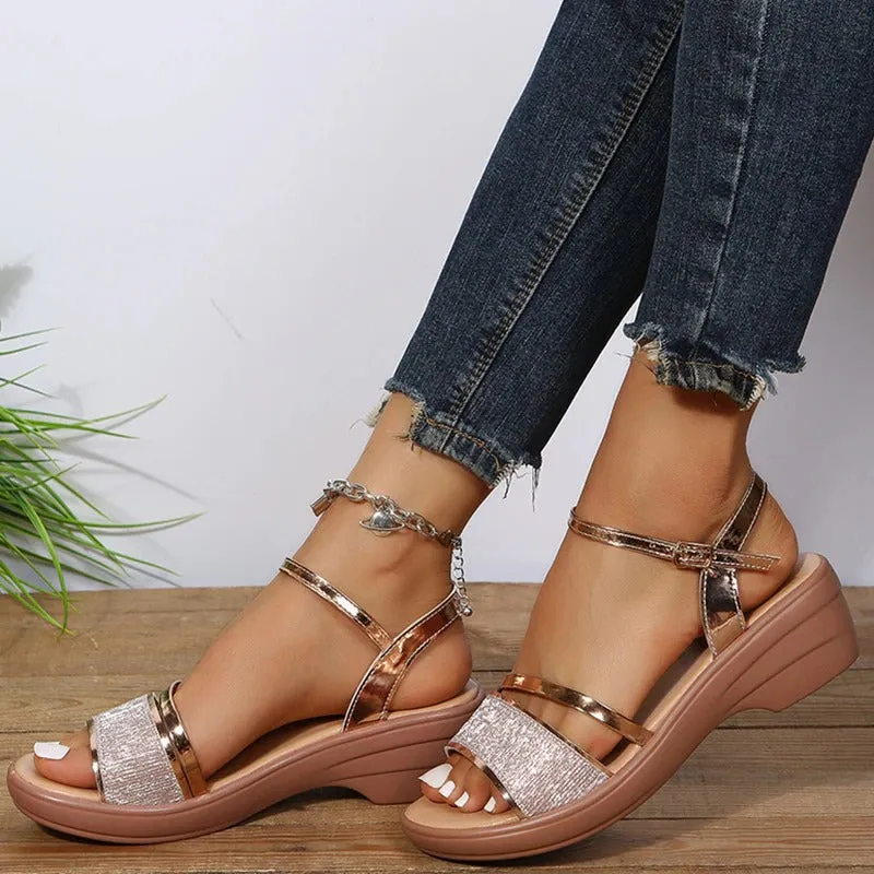 Chic and Stylish Casual Wedge Sandals with Ankle Straps