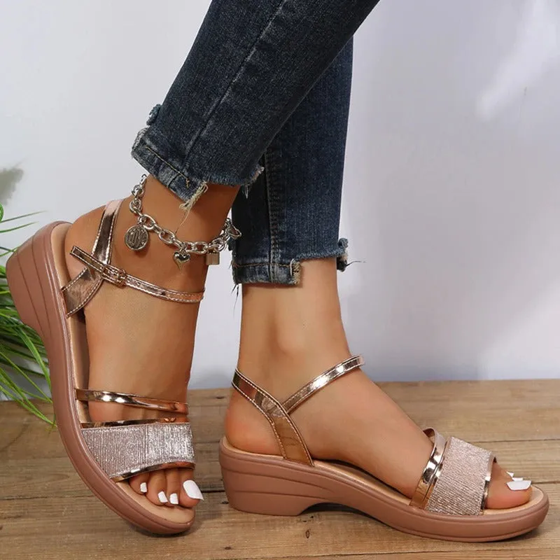 Chic and Stylish Casual Wedge Sandals with Ankle Straps