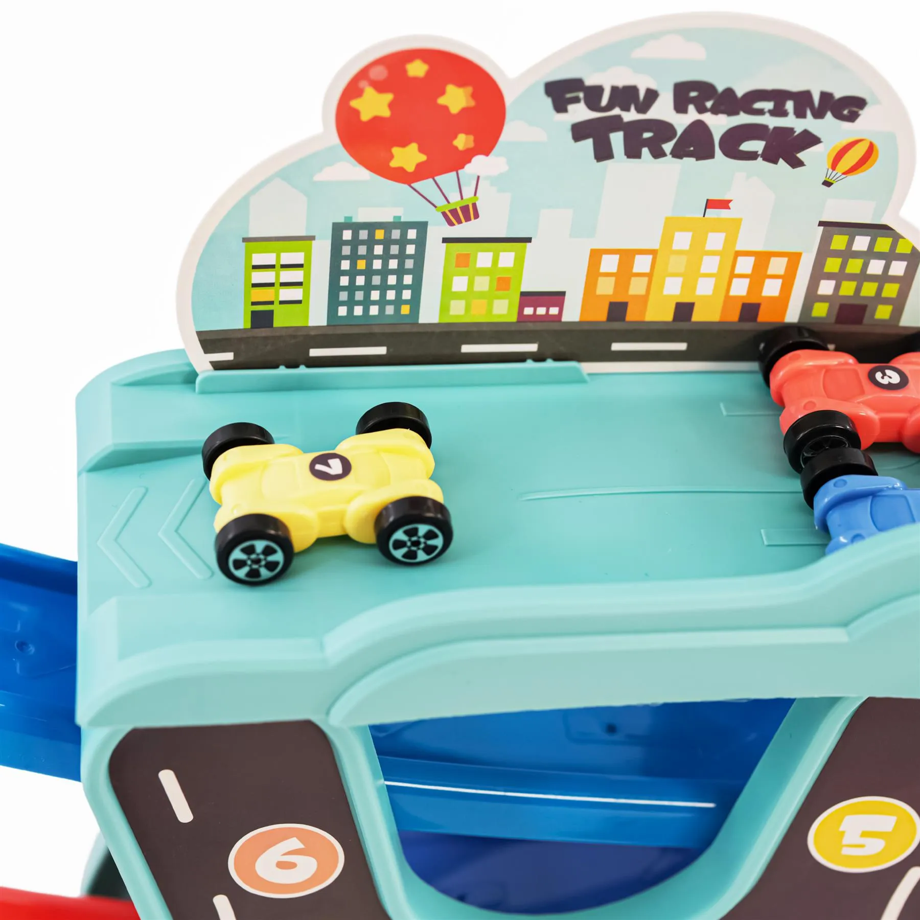 Click Clack Spiral Tower Playset with 6 Mini Cars