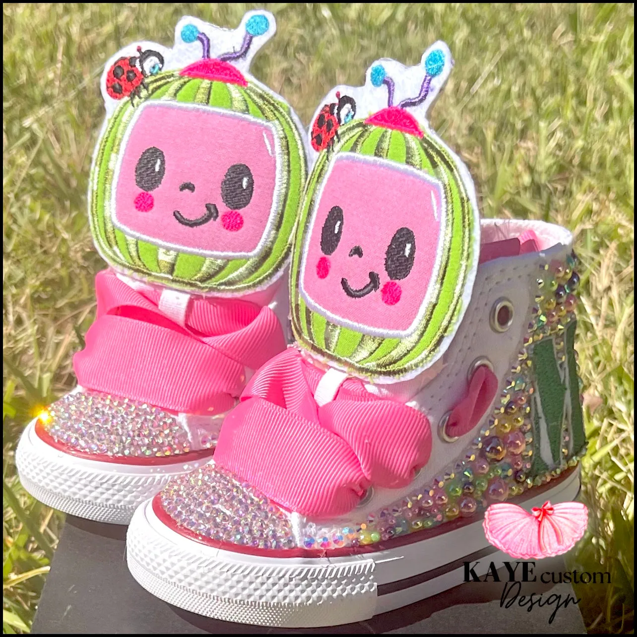 Custom CoComelon Kids Shoes | Pink Bling Rhinestone Shoes