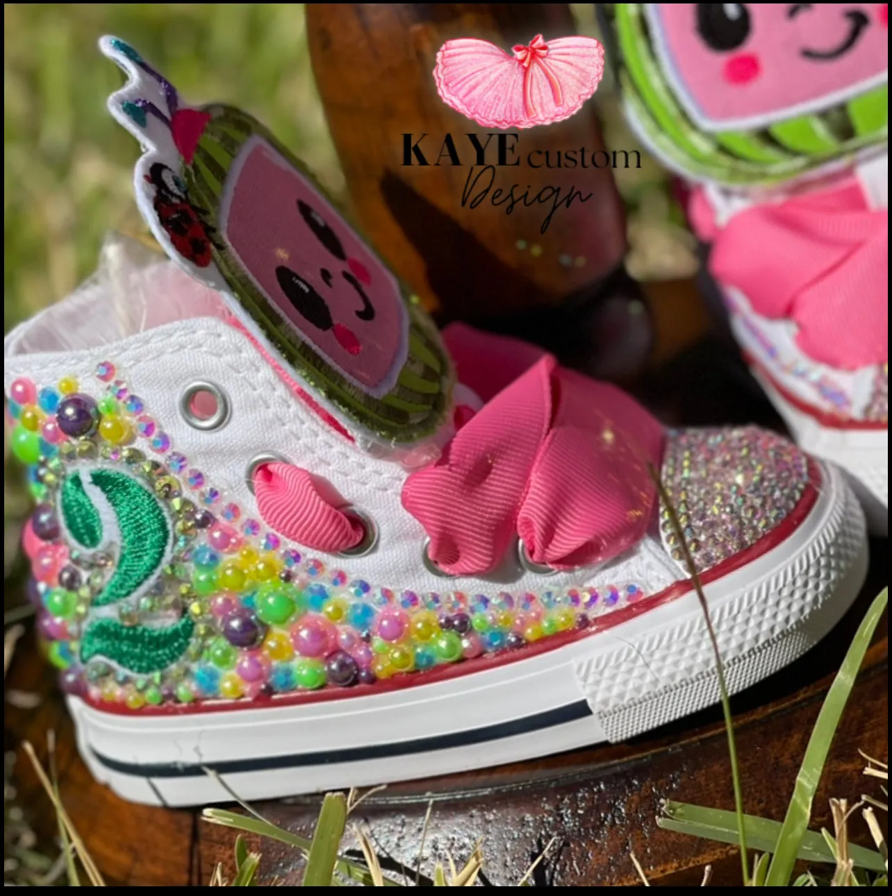 Custom CoComelon Kids Shoes | Pink Bling Rhinestone Shoes