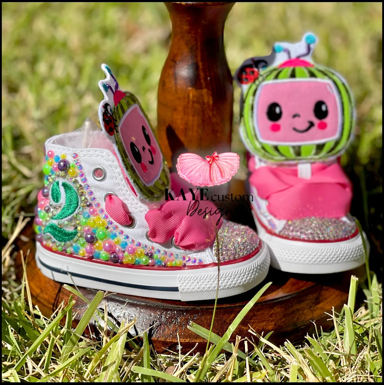 Custom CoComelon Kids Shoes | Pink Bling Rhinestone Shoes