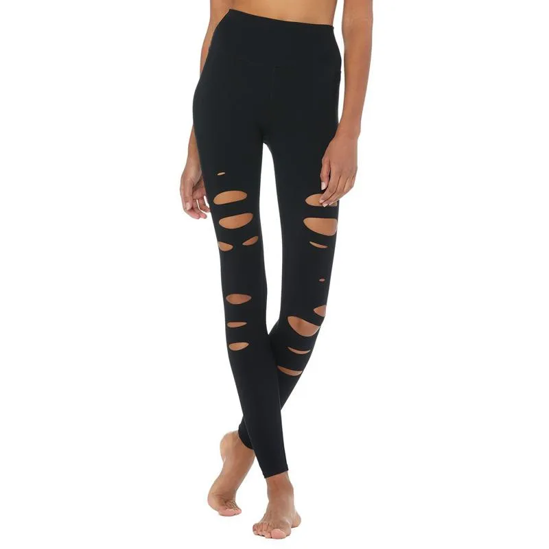 Distressed Outdoor Elasticity Fitness Yoga Sports Sports Leggings