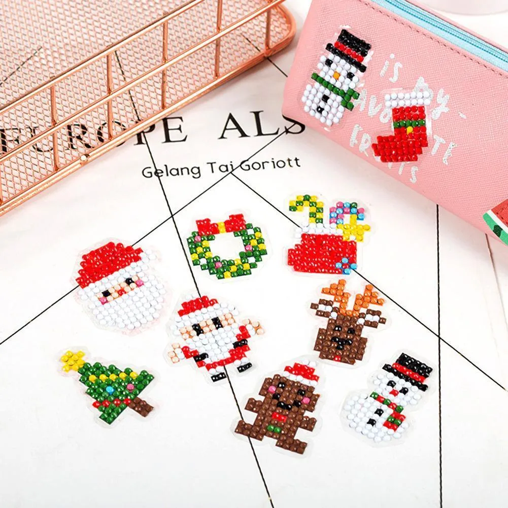 DIY Christmas Kids Round Full Drill Diamond  Stickers