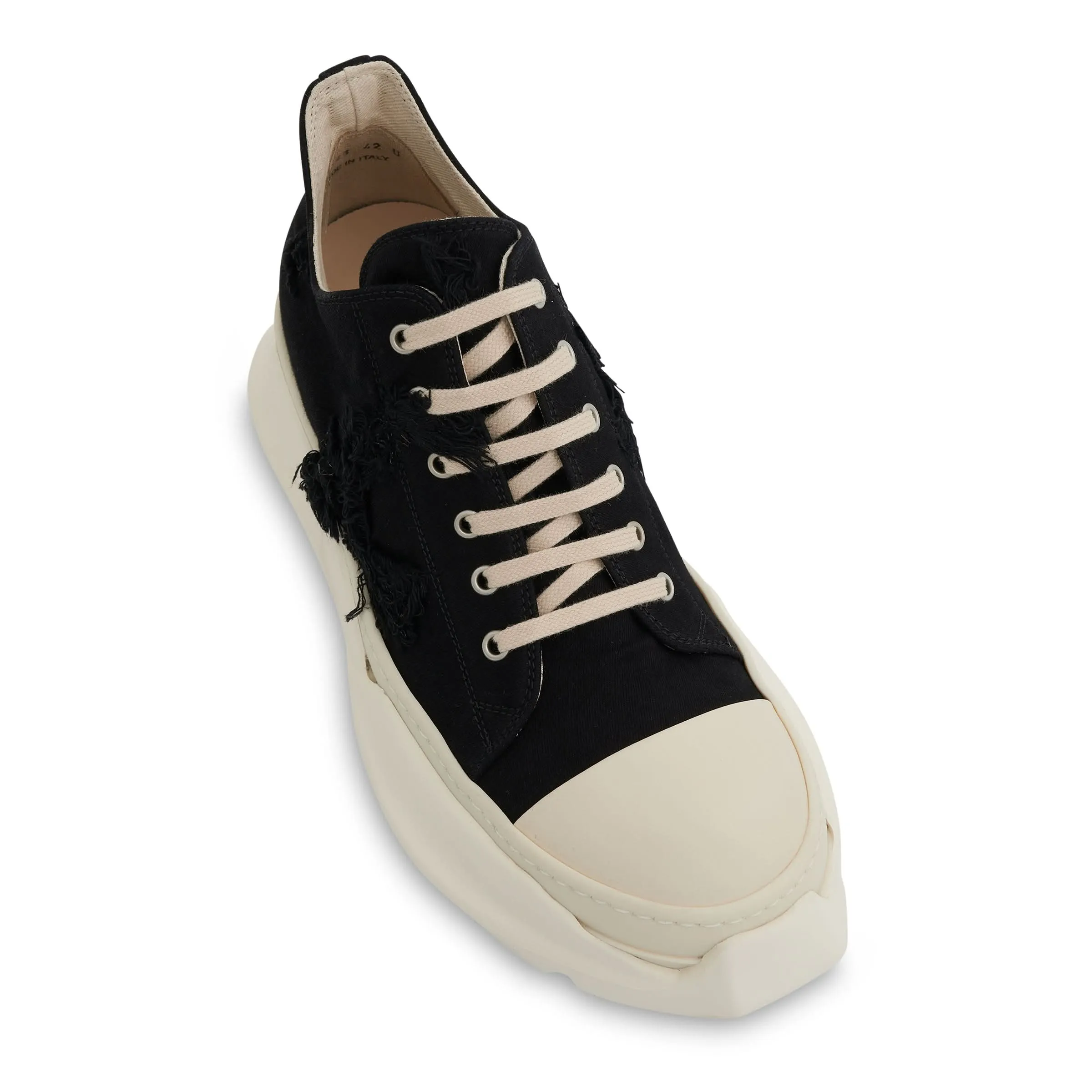 DRKSHDW Abstract Low Denim Slash Sneakers in Black/Milk