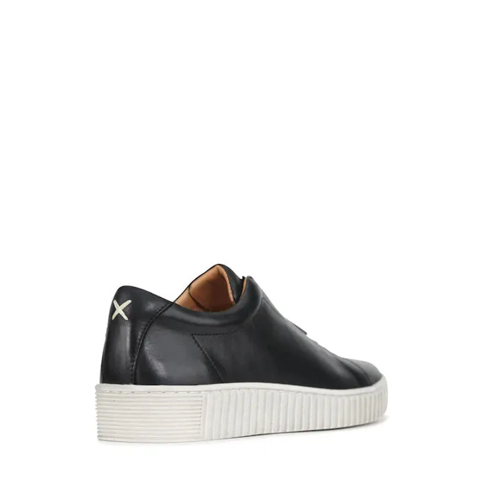 EOS Joya Black Leather Trainer Zip Sneaker