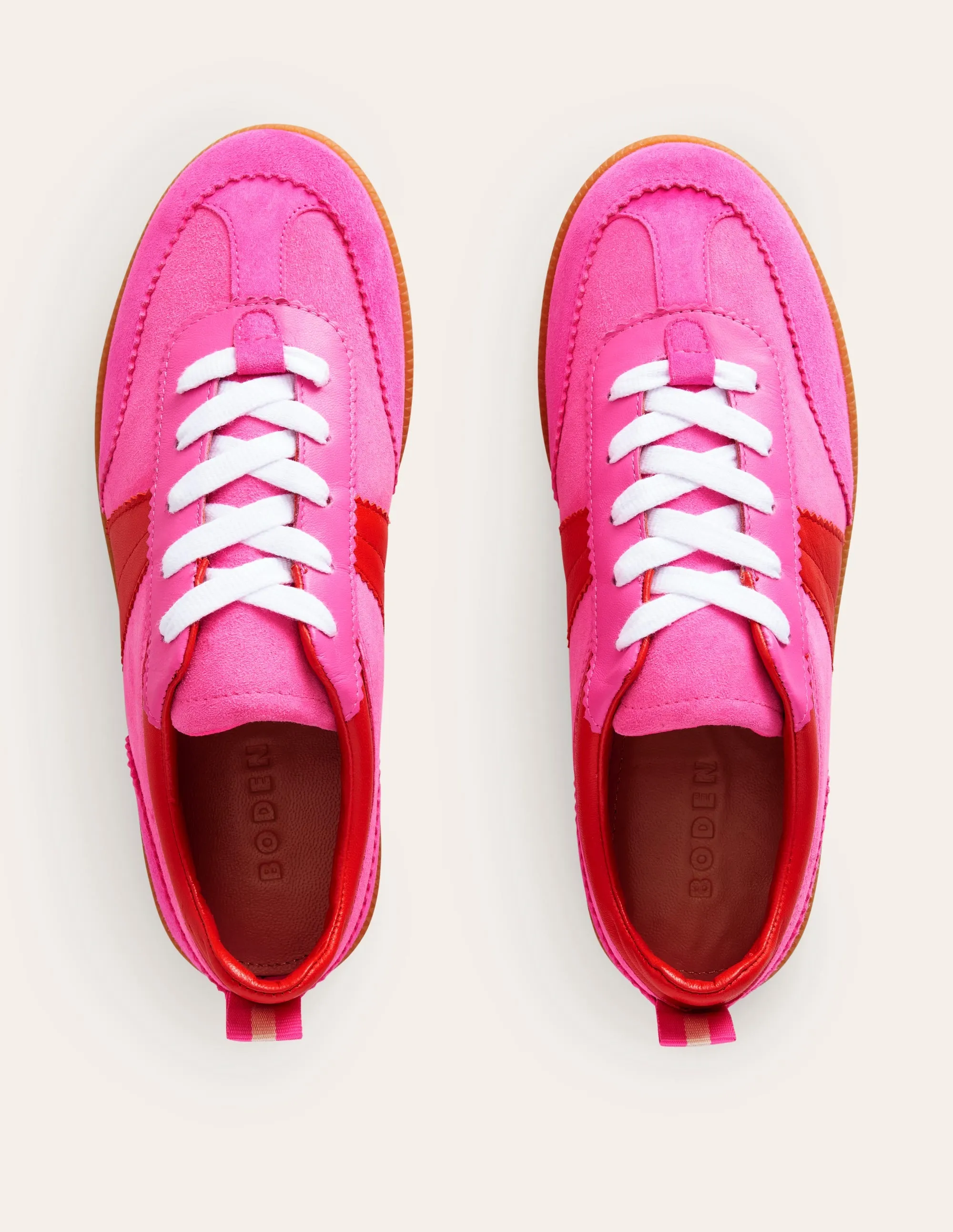 Erin Retro Tennis Trainers-Pink Colourblock