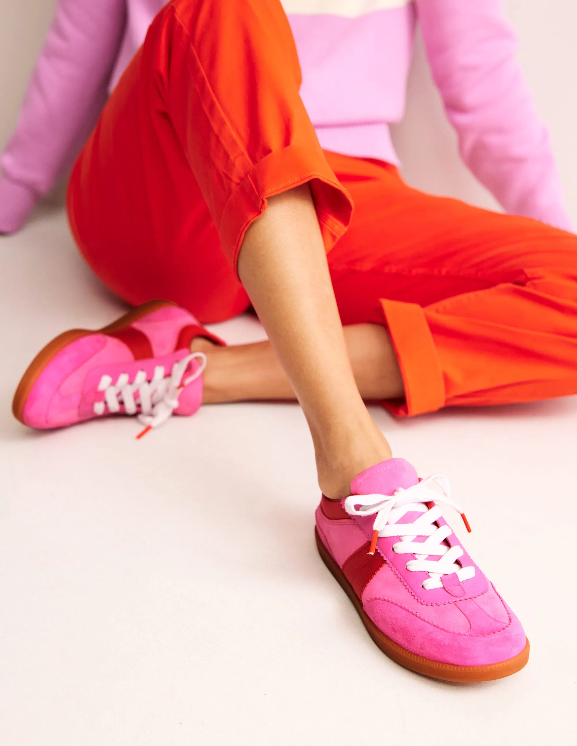 Erin Retro Tennis Trainers-Pink Colourblock