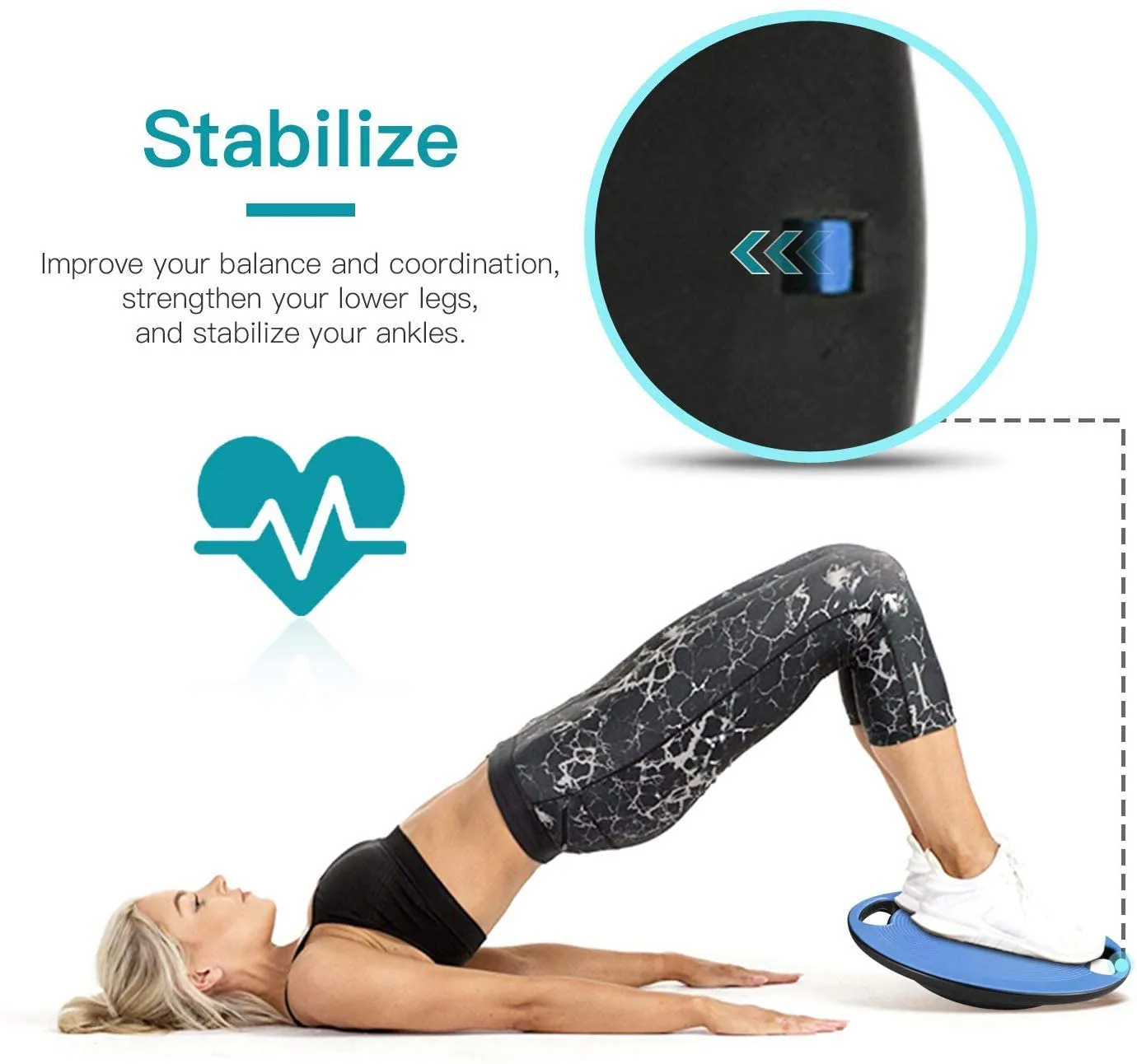 EveryMile Wobble Balance Board, Exercise Balance Stability Trainer Portable Balance Board with Handle for Workout Core Trainer Physical Therapy & Gym 15.7" Diameter No-Skid Surface