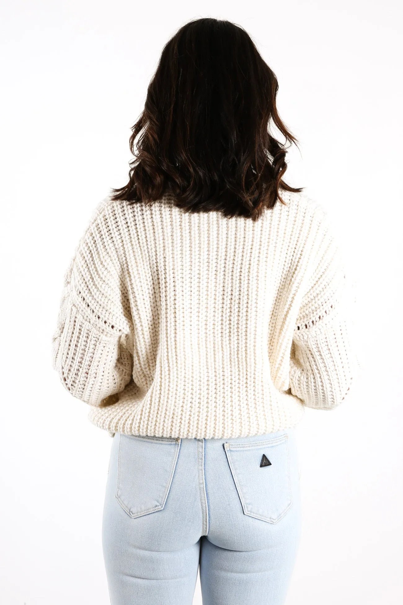 Folktale Chunky Crew Neck Knit Whisper White