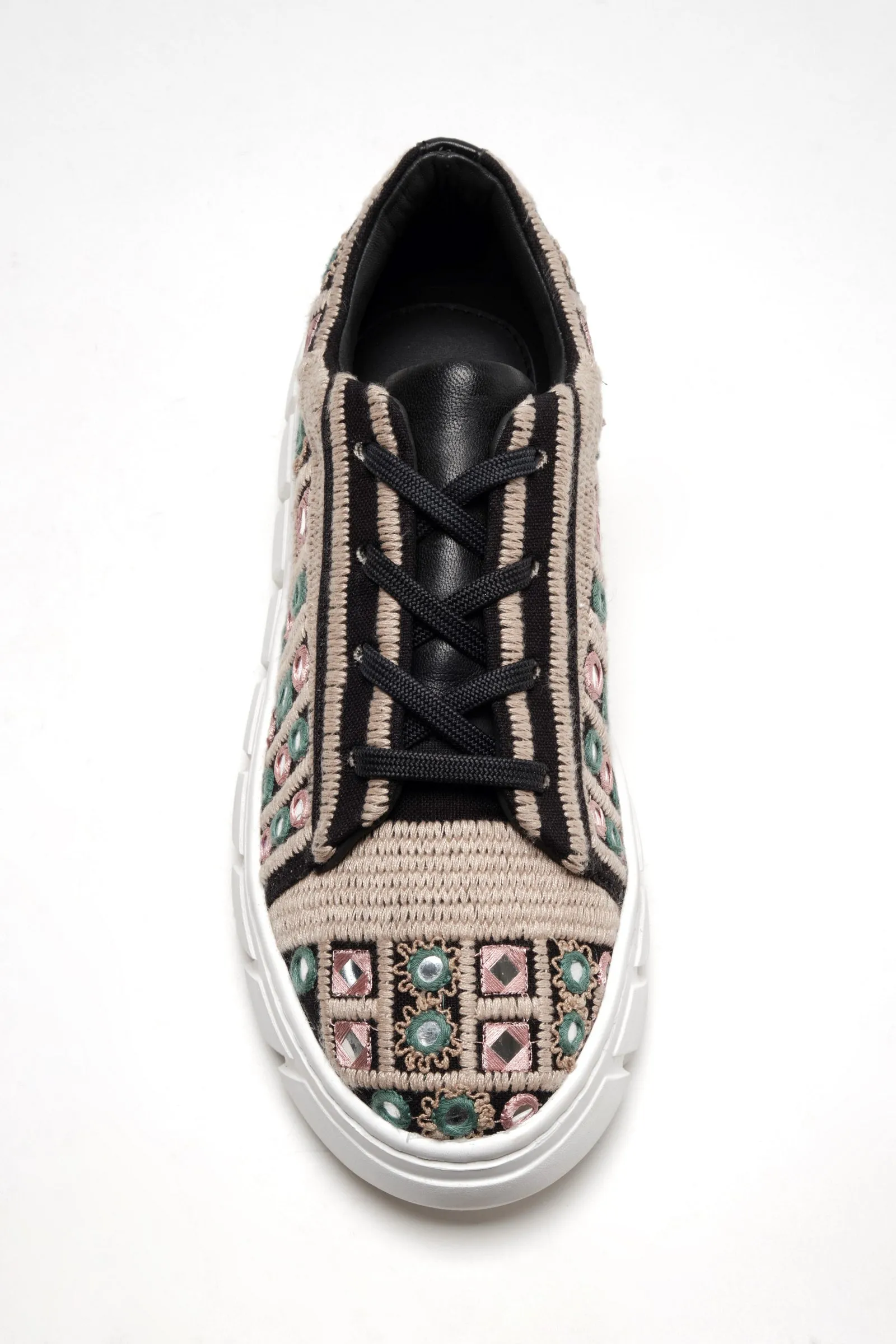 Free People Shoes Catch Me If You Can Crochet Sneakers in Black Mirror Combo