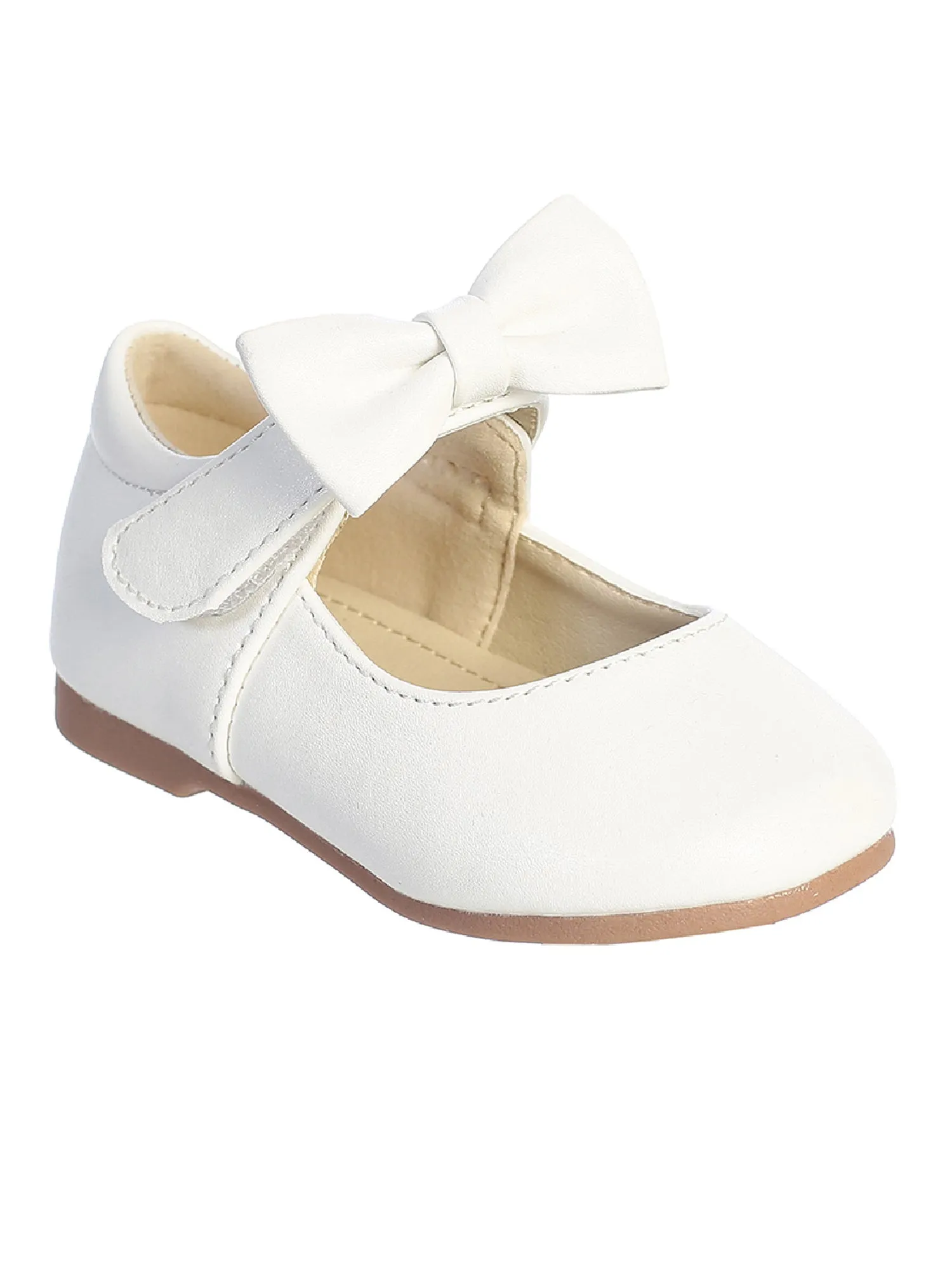 Girls White Matte Bow Accent Mary Jane Shoes 1 Baby-8 Toddler