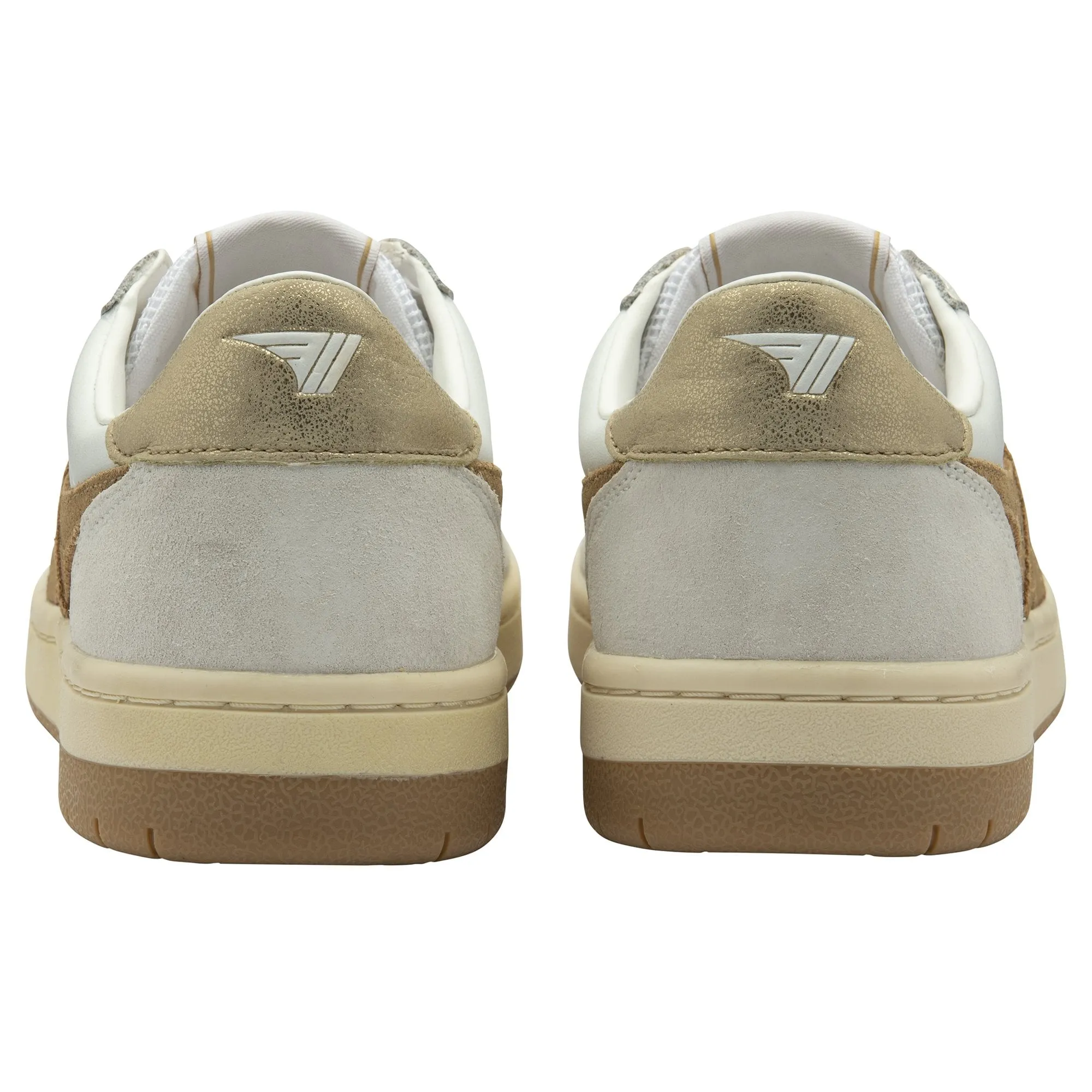 Gola Hawk Ladies White/Light Caramel/Gold Leather Lace Up Trainers