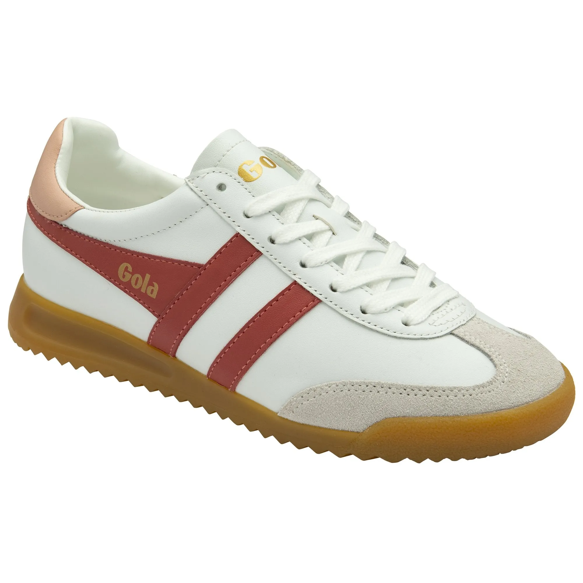 Gola Torpedo Ladies White/Clay/Pearl Pink Leather Lace Up Trainers