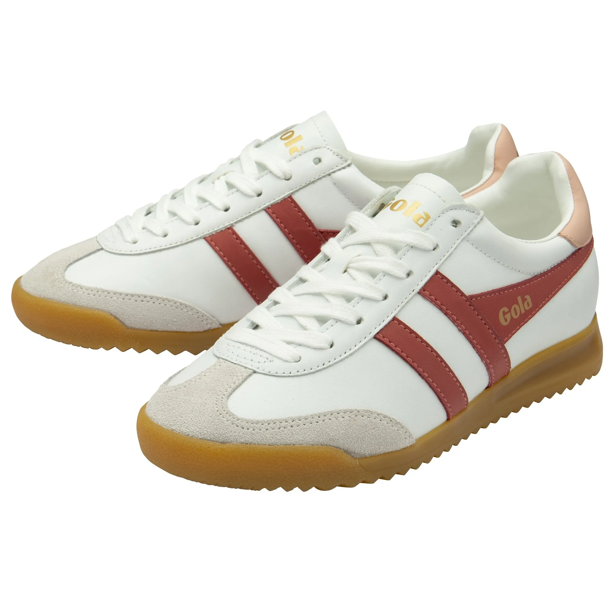 Gola Torpedo Ladies White/Clay/Pearl Pink Leather Lace Up Trainers