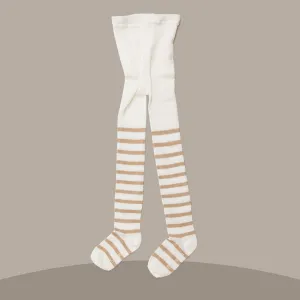 Gold Shimmer Stripe Tights (Ivory)