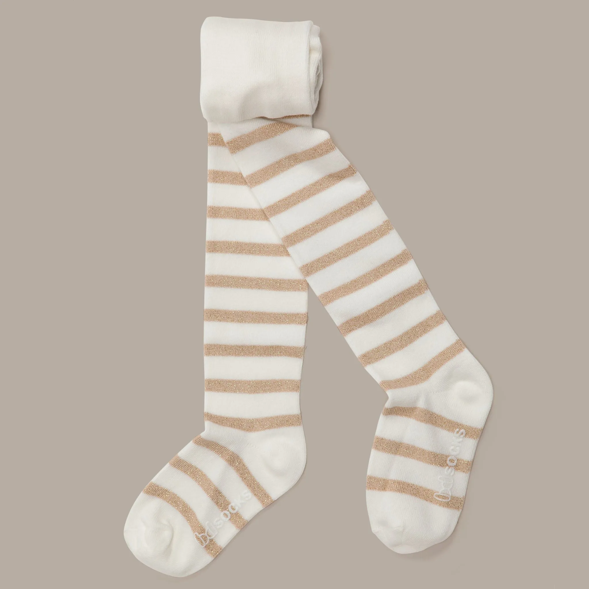 Gold Shimmer Stripe Tights (Ivory)