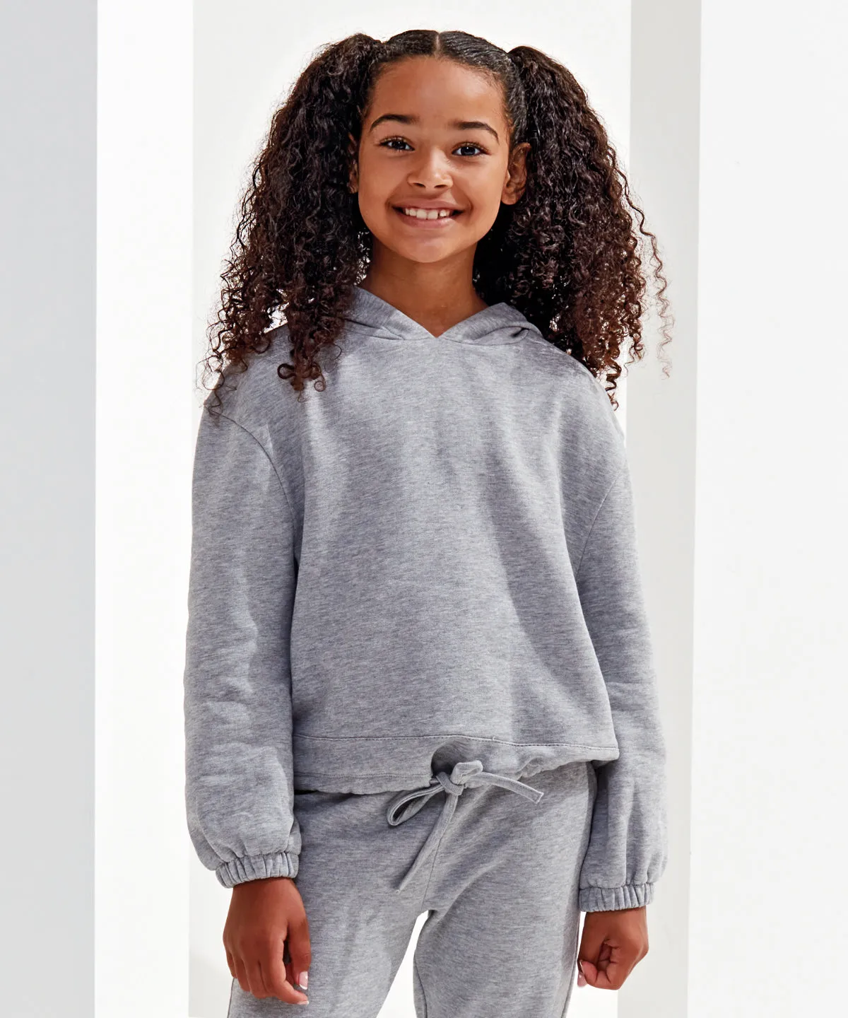 Heather Grey - Kids TriDri¨ recycled cropped oversize hoodie