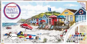 Hinkler Art Maker Paint by Numbers Canvas Beach Huts