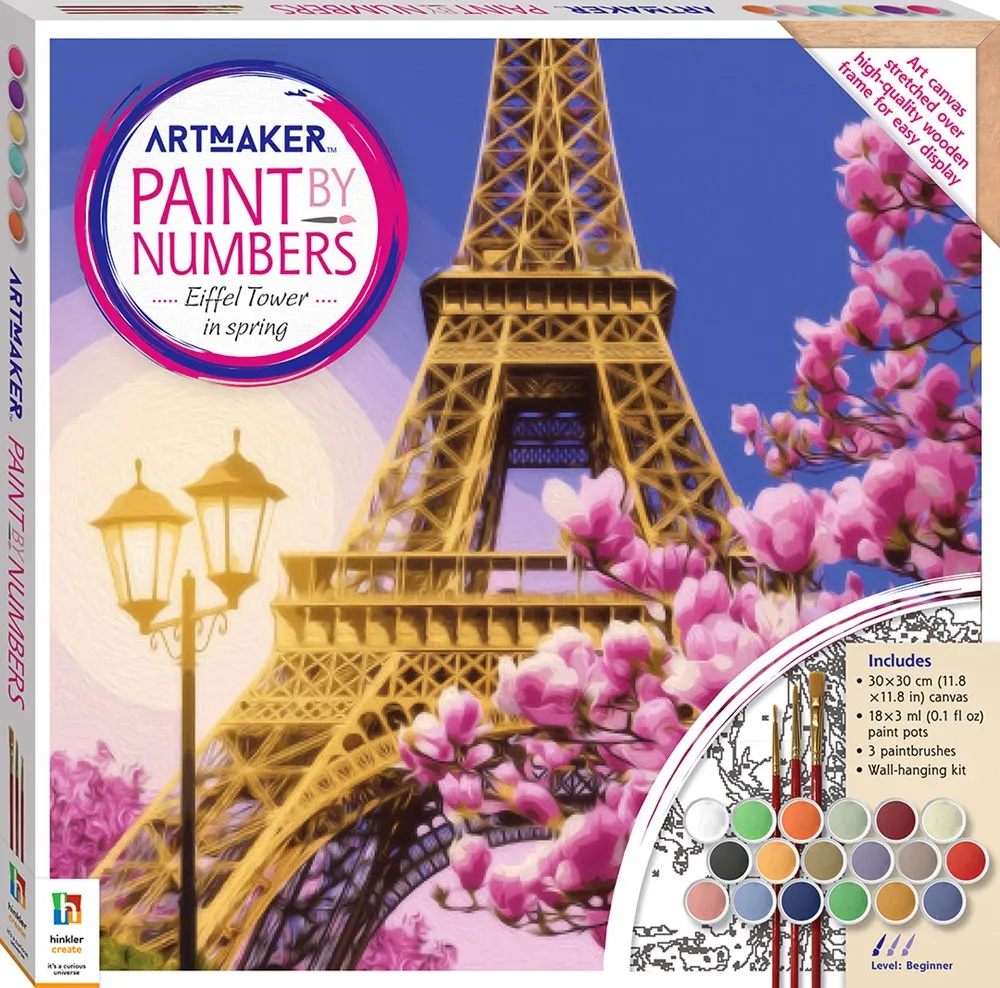 Hinkler Art Maker Paint by Numbers Canvas Eiffel Tower