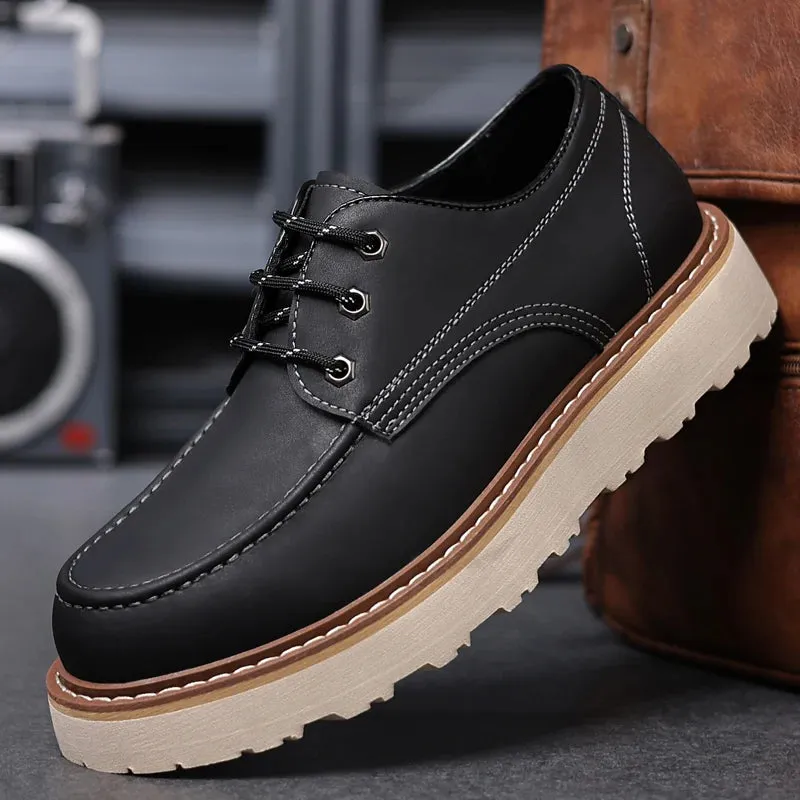 Hnzxzm Casual High Quality Men's Shoes lace up Leather Casual Shoe outdoor Comfortable Lined Fashion Shoes Men's Shoes